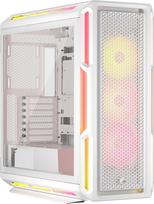 "CORSAIR iCUE LINK 5000T LX RGB Mid-Tower ATX kompiuterio korpusas - 3X iš anksto sumontuoti LX120 ventiliatoriai, integruotos "Aurora" šviesos juostelės, erdvus vidus, "iCUE LINK" apima sistemos koncentratorių - baltas