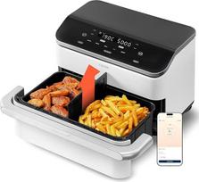 "COSORI Air Fryer" 10L "Twinfry", fritavimo aparatas be aliejaus, "5-in-1", dviejų zonų fritavimo aparatas su nuimamu separatoriumi, dvigubas pasipriešinimas, didelė talpa, optimalus kepimas, 40 ℃-240 ℃, išmanusis valdymas per