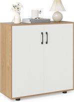 "COSTWAY Sideboard", bufetinė spintelė su durelėmis ir reguliuojama lentyna, virtuvės spintelė, universali spintelė svetainei, virtuvei, 80 x 31,5 x 82 cm (balta + natūrali)