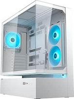 "Cougar CFV235 ARGB Gaming Case" - MidTower ATX/CEB korpusas, 270° oro srautas, 4 x ARGB PWM ventiliatoriai, iki 430 mm GPU, USB-C (balta)