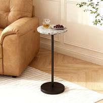 "COVLON Nature Marble Drink Table", pjedestalas, mažas apvalus šoninis staliukas, Martini staliukas svetainei, vonios kambariui, nedidelei erdvei (juodas 2)