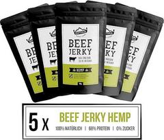 "Craftsman Beef Jerky Hemp" | 5 x 50 g = 250 g | 100 % natūralus | Be cukraus | Džiovinta mėsa iš Vokietijos - Bavarijos | Ganyklinė jautiena | 68 % baltymų | su kanapių sėklomis