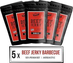 "Craftsman" jautienos džiūvėsiai BARBECUE 250g (5 x 50g) | Džiovinta mėsa iš Vokietijos - Bavarijos | Amerikietiškų jautienos džiūvėsių rinkinys | 100 % jautiena | BBQ | Aukščiausios kokybės jautiena | Vokietijoje pagamintas mėsos užkandis