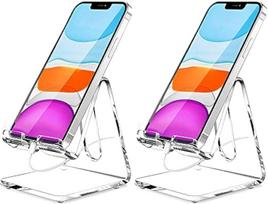 "Crpich" akrilinis telefono stovas, nešiojamasis telefono laikiklis, skaidrus telefono stovas stalui, suderinamas su telefonais 12 Pro Max Mini 11 Xr 8 Plus SE, Switch, staliniais priedais, 2 pakuotės