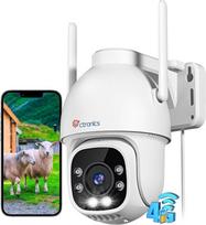 "Ctronics" 3G/4G LTE lauko stebėjimo kamera su SIM kortele, 355°/90° kampu pasukama PTZ IP kamera lauke, žmonių aptikimo funkcija, automatinis sekimas, 30 m spalvotas naktinis matymas, TF atmintis, IP66, balta