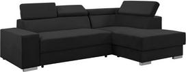 "Dalvio" kampinė sofa su miego funkcija ir lovos dėže, sofa su 3 sėdimomis vietomis ir tvirtu užvalkalu, L formos sofa-lova, kairė/dešinė, moderni sofa, 248 x 180 x 79/95 cm (aukščiausios kokybės audinys, juoda)