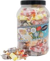 "Deine Naschbox" | irisų mišinys be cukraus | 1 kg didelis puodas | XXL didmeninė pakuotė vakarėliams, saldainių barams ir dovanoms | Karibų kremas | vaisių sultys | irisai
