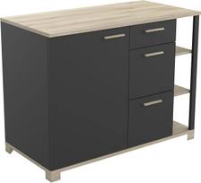 "Demeyere" apatinė spintelė 1 Po/3T L120 dirbtuvės, medžio medžiaga, Kronbergo ąžuolas ir matinė juoda spalva, 1 200 x 600 x 924 mm