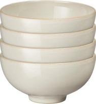 "Denby" - "Linen Cream White Rice Bowls", 2 indai, tinkami plauti indaplovėje, mikrobangų krosnelėje, keraminiai akmens masės indai, natūralūs tonai