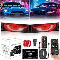 "Devil Eyes" LED akis automobiliams ir sunkvežimiams, 70 mm x 170 mm, programuojamas lankstus LED skydelis, atsparus vandeniui IP65, nuotolinio valdymo pultas ir "Bluetooth" programėlė, tinka automobiliams, sunkvežimiams, vakarėliams, reklaminiams skydeli