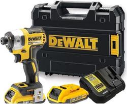 "Dewalt" DCF887D2 18 V akumuliatorinis smūginis veržliaraktis (maks. Sukimo momentas 205 NM, bešepetėlinis variklis, elektroniškai reguliuojamas 3 lygių sukimosi ir smūgiavimo greitis, 2 x 2,0 Ah ličio jonų akumuliatoriai ir greitasis