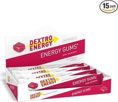 "Dextro Energy Energy Gums Cherry + Sodium" skani vaisių guma ištvermės sportininkams 8 x 45 g Vegan