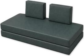 "Dibapur Homer" modulinė dvivietė sofa su miego funkcija, nuimamas dirbtinės odos užvalkalas (nedegus), 2 atlošo pagalvėlės, 90 x 200 x 40 cm (benzinas)