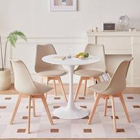 "Dining Room Group" 5 dalių valgomojo komplektas, virtuvės stalo komplektas, valgomojo stalas su 4 valgomojo kėdėmis, skirtas valgomajam, virtuvei, svetainei, stalo dydis: 80 x 80 x 75 cm (chaki)