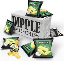 "Dipple" kukurūzų traškučiai "Sour Cream & Onion Style" - traškūs ir aštrūs (36 x 20 g) Liejimo medžiaga