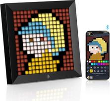 "Divoom Pixoo Pixel Art" skaitmeninis rėmelis, programuojamas 16 x 16 RGB LED skydelis, išmanusis laikrodis su pranešimais apie socialinę žiniasklaidą, 7,18 colio namų dekoro kalendoriaus laikrodis "iOS" ir "Android" (juodas)