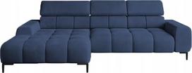 "DomoHome" minkštas kampinis L formos kairysis šonas, kampinė sofa lova su miego funkcija, maža 3 vietų reguliuojami galvos atlošai ir sėdynė, audinys: Monolitas, 177 x 270 x 99 cm, mėlyna