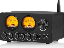 "Douk Audio" 5 juostų "Bluetooth EQ" ekvalaizeris "Bluetooth EQ Preamp", skirtas namų stereofoniniam kompiuterio garsiakalbių stiprintuvui su VU matuokliu (EQ5 PRO)