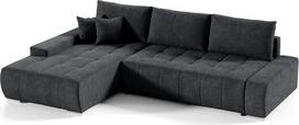 "Draco" kampinė sofa su miego funkcija + lovos dėžė Svetainės minkšti baldai (kairė pusė, tamsiai pilka)