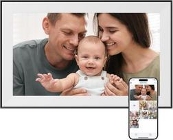 "Dragon Touch Frameo" 15,6 colių skaitmeninis nuotraukų rėmelis - 1920 x 1080 FHD IPS jutiklinio ekrano "Wi-Fi" elektroninis nuotraukų rėmelis su 32GB atmintimi, automatiniu pasukimu, momentiniu dalijimusi nuotraukomis / vaizdo įrašais
