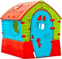 "Dream Playhouse" UV spinduliams atsparus vidaus lauko sodo žaislas Stoglangis su langais ir akutėmis idealiai tinka 2+ metų amžiaus vaikams Raudona, geltona ir mėlyna 95 x 90 x 110 cm
