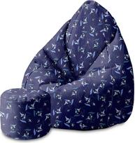 "DreamRoots Bean Bag" 80 x 80 x 120 cm - "Bean Bag" su atlošu, taburete ir užvalkalu - sėdynės pagalvėlės pagrindas - "Chill Bubibag" - "Bean Bag" su užpildu - suaugusiesiems su užpildu M-Dark Blum1