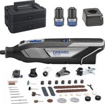 "Dremel 8240" 12 V 2 Ah akumuliatorinis sukamasis įrankis, daugiafunkcis įrankių rinkinys su 2 akumuliatoriais, 5 priedais ir antgaliais, 1 "Dremel" dėžute, 65 pjovimo, graviravimo, šlifavimo, poliravimo priedais