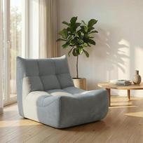 "Ease Bean Bag Sofa" grindų sofa, grindų kėdė su atlošu, patogus skaitymo krėslas, tingus minkštasuolis, neremontuojamas, "Bean Bag" kėdė svetainei, miegamajam, butui, žaidimams ir biurui (šviesiai pilka)