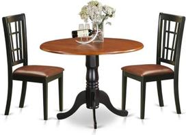 "East West Furniture Dublin" DLNI3-BCH-LC 3 dalių valgomojo stalo ir 2 medžio masyvo virtuvės kėdžių komplektas, juodas