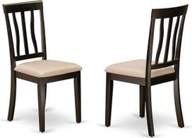 "East West Furniture" ANC-CAP-C Antikvarinės virtuvės valgomojo kėdės - lino audiniu apmuštos medinės kėdės, 2 vnt., Cappuccino