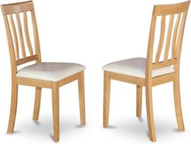 "East West Furniture" ANC-OAK-LC Antikvarinės virtuvės valgomojo kėdės - dirbtinės odos apmušalais aptrauktos medinės kėdės, 2 vnt., ąžuolo spalvos