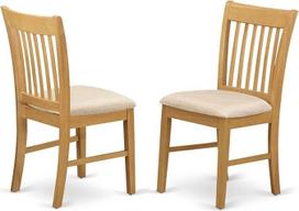 "East West Furniture" NFC-OAK-C "Norfolk" virtuvės valgomojo kėdės Lino audiniu apmuštos medinės kėdės, 2 vnt., ąžuolo spalvos