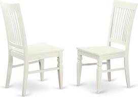 "East West Furniture" WEC-WHI-W "Weston" valgomojo kambario kėdės, medinės, su mediniu atlošu, 2 vnt., lininės baltos spalvos