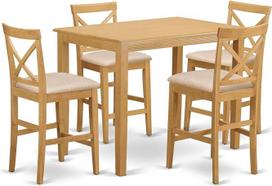 "East West" baldai YAPB3-OAK-C 3 dalių baro stalas ir 2 valgomojo kambario kėdės YAPB5-OAK-C Gold