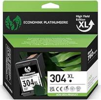 "Economink 304XL Black" juodos spalvos kasetės, suderinamos su HP 304 XL juodos spalvos spausdintuvo kasetėmis, skirtos "Envy" 5030 5010 5020 5032 "DeskJet" 3750 3760 2620 2600 3720 2630 2622 3735 3762 spausdintuvui (pakuotė po 1 vnt.)
