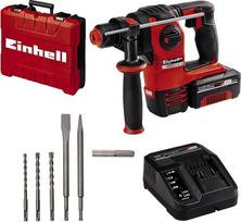 "Einhell Herocco" akumuliatorinio gręžimo su plaktuku rinkinys +5 (1 x 3,0 Ah) "Power X-Change" (ličio jonų, 18 V, 2,2 J, 18 Nm, SDS-Plus, 3,0 Ah akumuliatorius, įkroviklis, 3 grąžtai, plokščias kaltas, smailus kaltas, įskaitant el. dėžutę)
