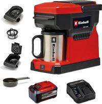 "Einhell TE-CF 18 Li Power X-Change" akumuliatorinis kavos aparatas (18 V, 240 ml vandens talpykla, skirtas filtruotai kavai ir kavos kapsulėms, nešiojimo rankena, su kavos puodeliu, 5,2 Ah akumuliatoriumi ir įkrovikliu)