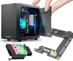 "ElectroCookie" mini kompiuterio korpusas "Raspberry Pi 5" su M.2 NVMe SSD PCIe HAT ir aktyvaus RGB apšvietimo aušintuvu (juodas korpusas + M.2-HAT[ECR5 SSDS])