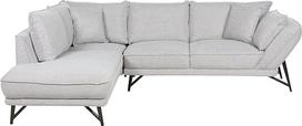"Elga" 3 sėdimų vietų kampinė sofa Lininė pilka dešinės pusės L formos moderni juoda koja