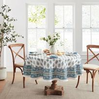 "Elrene Home Fashions Tropez Paisley Coastal Pattern, atspari dėmėms ir vandeniui staltiesė, patalpų ir lauko, audinys, apvali, 70" x 70"