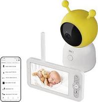 "EMOS GoSmart Baby Monitor IP-500 Guard" su 5 colių LCD monitoriumi ir 3000 mAh baterija, "WiFi" ir programėle, besisukančiu, fokusuojamu, dvipusiu garsu, infraraudonųjų spindulių naktinio matymo funkcija, išmaniaisiais jutikliais ir aptikimo funkcijomis,