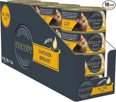 "Encore 100% Natural Premium" vištienos krūtinėlės su sūriu drėgnas maistas suaugusioms katėms sultinyje - 16 x 70 g skardinių pakuotė