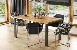 "Endo-Moebel Garant" dizaino valgomojo stalas 130 cm - 220 metalinis išskleidžiamas metalinio rėmo virtuvės stalas (Wotan ąžuolas)
