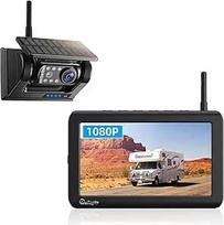 "eRapta" magnetinė saulės atbulinės eigos kamera su 7 colių 1080P monitoriumi: 9600 mAh akumuliatorius, 1 minutės "pasidaryk pats" montavimas ir dviguba belaidė atbulinės eigos kamera, IP69K vandeniui atspari atbulinės eigos kamera automobiliui