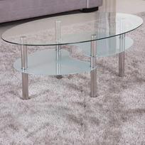 "Euro Tische" stiklinis kavos staliukas su 8 mm apsauginiu stiklu ir šlifuotu fasetu, stiklinis staliukas, puikiai tinkantis kaip staliukas svetainėje (98 x 58 x 42 cm, skaidrus stiklas su šlifuotomis lentynėlėmis)