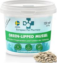 "European Pet Pharmacy" Žaliagalvių midijų sąnarių tabletės šunims ir katėms su gliukozaminu ir chondroitinu, žaliagalvės midijos šunims - maisto papildas gyvūnams nuo 5 mėnesių - 120 sąnarių tablečių šunims