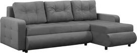 "Fabio" kampinė sofa su miego funkcija ir lovos dėže - L formos sofa 226 x 143 x 83 cm, pilkos spalvos, pagrindinio audinio, moderni svetainės ir svečių sofa su 3 sėdimomis vietomis