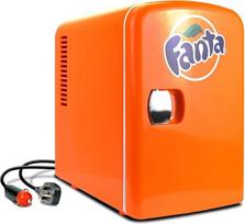 "Fanta" mini šaldytuvas miegamajam 4 l mažas šaldytuvas 6 skardinės Stalo šaldytuvas odos priežiūrai Maisto gėrimai Namams Automobilis ir kelionės 12V Nešiojamasis šaldiklis šildytuvas "Coca-Cola", oranžinis