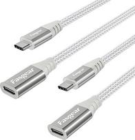 "Fasgear" C tipo USB ilgintuvas: C tipo vyriškos ir moteriškos lyties, suderinamas su "Magsafe" įkrovikliu, belaidžiu įkrovimu, visais C 2.0 tipo įrenginiais (3 pėdos 2 baltos spalvos)