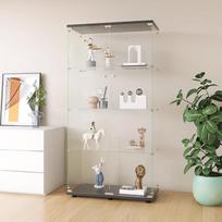 "FEEOHOME" stiklinė vitrina Kolekcinė vitrina Skaidri laisvai stovinti grūdinto stiklo 4 sluoksnių su 2 durimis, skirta svetainei, miegamajam, biurui 80 x 36 x 164 cm (juoda)